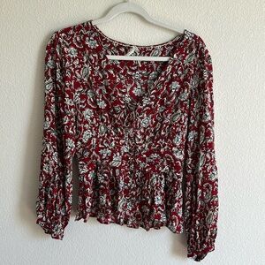 Red long sleeve corset style top